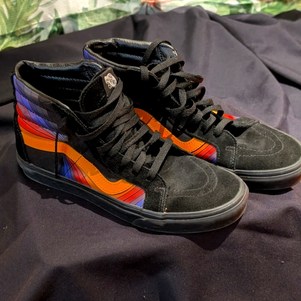 Vans Men's Black and Multicolor High-Top Sneakers